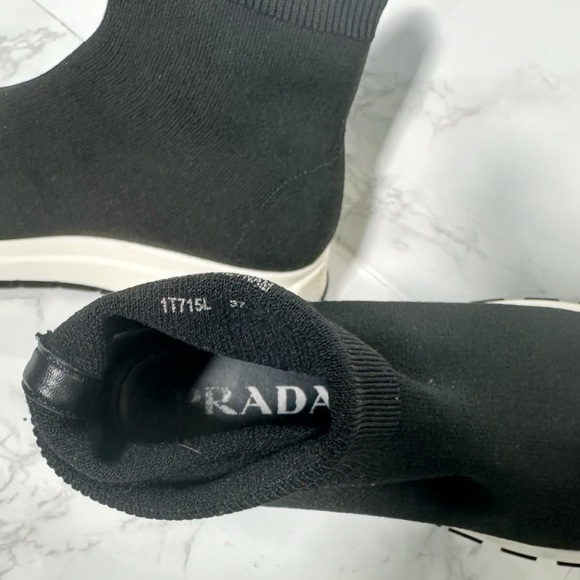 Prada Black Knit High-Top Sneakers - Picture 11 of 16